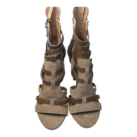 Nine West Vintage America VABRADIE Brown Leather Gladiator Heels Sandals 9M - Picture 3 of 13